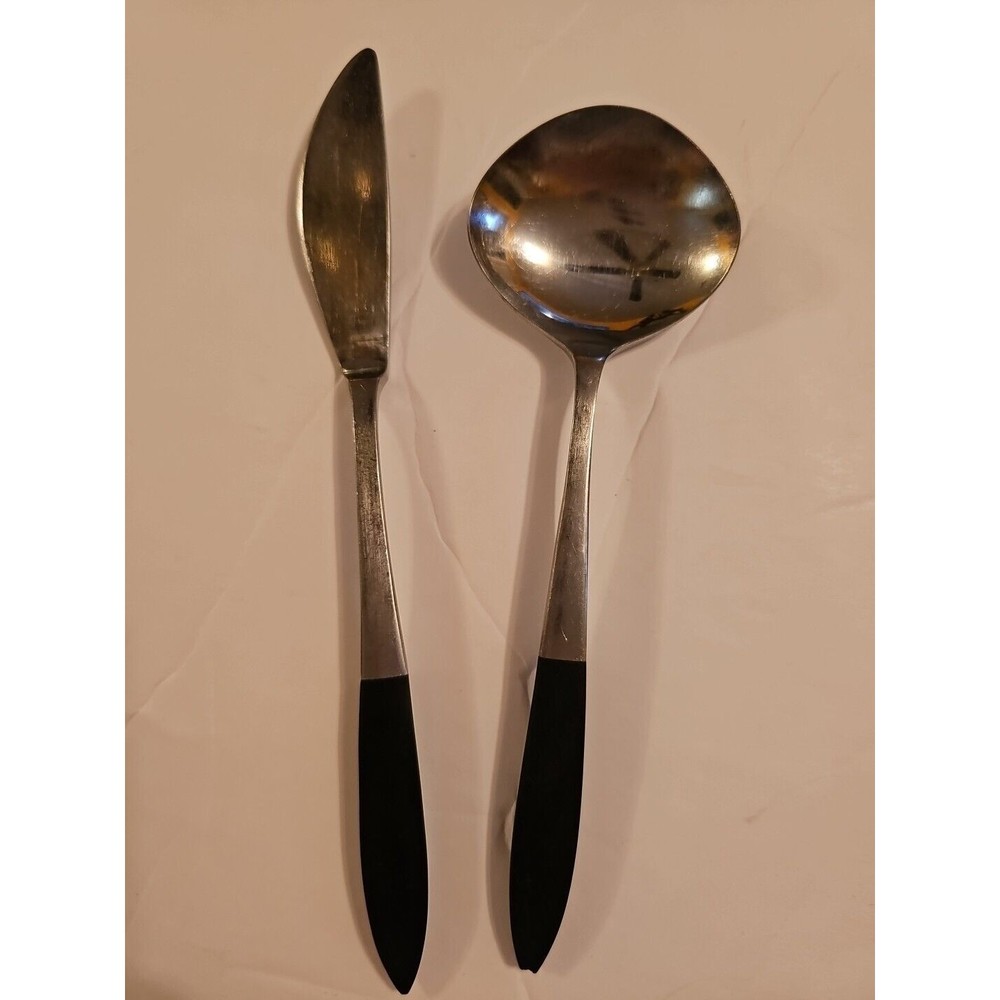 Vtg EPIC Cheese Spreader & Sauce Ladle Forged Stainless Japan Wood Handle  MCM